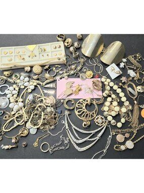 Gold Tone Mixed Jewelry Lot For Crafting
